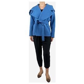 Chloé Blue hooded wool belted jacket - size UK 8 Blue