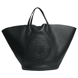 Veronica Beard Black leather embossed tote bag Black
