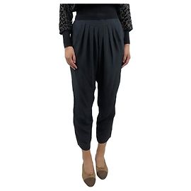 Chloé Calças de seda preta com cinto - tamanho UK 10 Preto