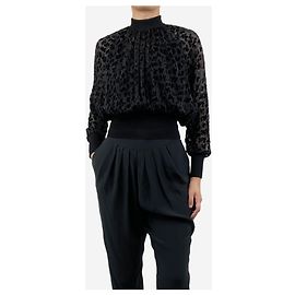 Tory Burch Black silk velvet devoré top - size UK 4 Black