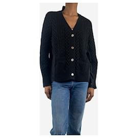 Sacai-Black panelled wool knit cardigan - size UK 6-Black