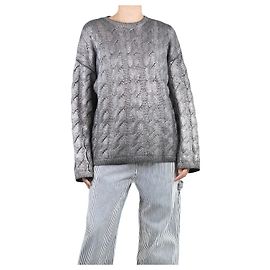 Totême Silberner, metallischer Kabelstrickpullover - Größe S Silber