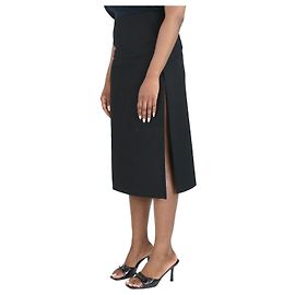 Jil Sander Schwarze Woll-Midikleid - Größe UK 12 Schwarz