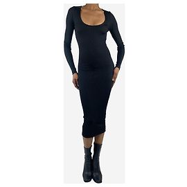Anine Bing Robe midi ajustée noire à côtes - taille XS Noir