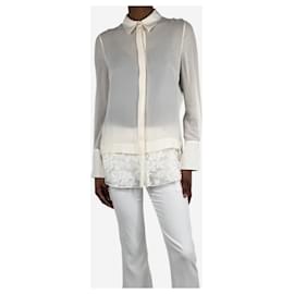 Alexander Mcqueen-Cream silk lace-trim blouse - size UK 6-Cream