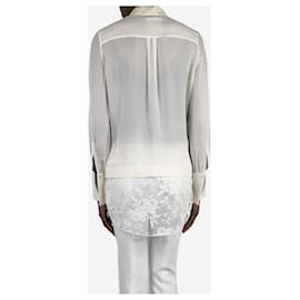 Alexander Mcqueen-Cream silk lace-trim blouse - size UK 6-Cream