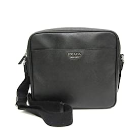 Prada Saffiano Men's Leather Shoulder Bag Black