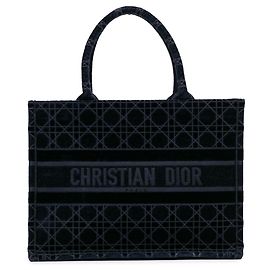 Dior Azul Medio Cannage Bordado Tote de Libro Azul Azul oscuro