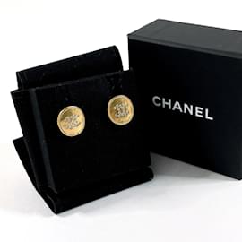 Chanel-Chanel Coco Mark Gold Stud Earrings-Golden