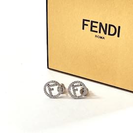 Fendi-Fendi F Stud Earrings-Silvery