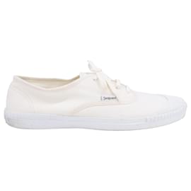 Saint Laurent-Saint Laurent Wes Lace-Up Sneakers in Cream Canvas-White,Cream