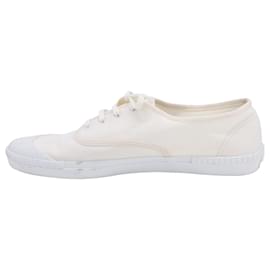 Saint Laurent-Saint Laurent Wes Lace-Up Sneakers in Cream Canvas-White,Cream