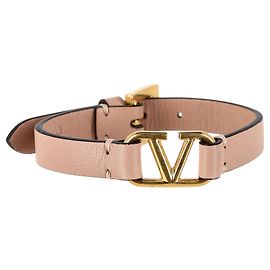 Pulseira V-Logo Signature de Valentino Garavani em couro de bezerro rosa Rosa