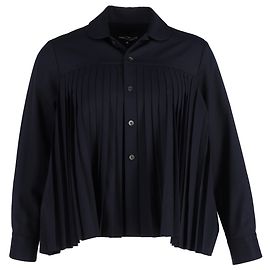 Comme Des Garcons Camicia a maniche lunghe plissettata Comme Des Garçons in poliestere blu navy Blu Blu navy