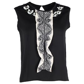 Top senza maniche decorato in seta nera Etro Nero