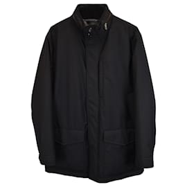 Ermenegildo Zegna-Ermenegildo Zegna Elements Padded Fall Field Jacket in Black Wool-Black