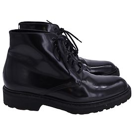 Botas de combate com cadarço em couro preto Saint Laurent Preto