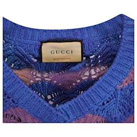 Gucci-Gucci Knitted Duck-Embroidered V-neck Sweater in Multicolor Cotton-Multiple colors