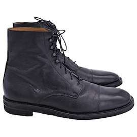 Maison Martin Margiela- Maison Margiela Lace Up Ankle Boots in Black Leather-Black