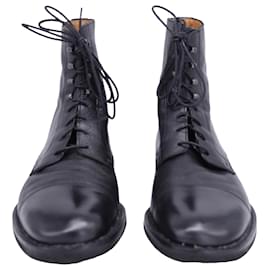 Maison Martin Margiela- Maison Margiela Lace Up Ankle Boots in Black Leather-Black