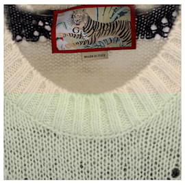 Gucci- Gucci Knitted Stripe Tiger and Flower-Embroidered Sweater in Multicolor Wool-Multiple colors,Other