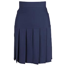 Gucci-Gucci Mini High-Rise Pleated Skirt inn Navy Blue Viscose-Blue,Navy blue