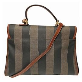 Fendi-Sac à épaule Fendi Pequin-Marron