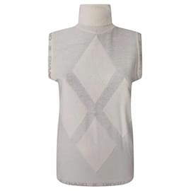 Chanel-CHANEL & Karl Lagerfeld 07A 2007 Wool Logo Vest Top Turtleneck Very Rare-Beige
