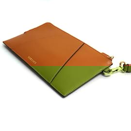 Versace-Bolsa Clutch Versace V-Marrom