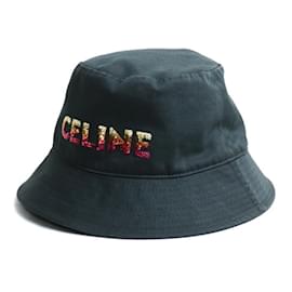 Céline-Celine Black Embroidered Bucket Hat-Black