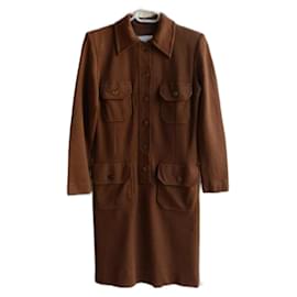 Robe Yves Saint Laurent en laine marron Marron