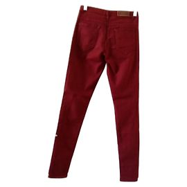 Pantalones Skinny American Vintage de algodón rojo oscuro Burdeos