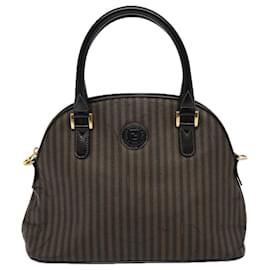 Fendi-Sac à main en toile FENDI Pecan, toile enduite, 2 pièces, marron noir, authentique ti1976-Marron,Noir