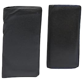 Louis Vuitton-LOUIS VUITTON Taiga Wallet 2Set Black LV Auth ar12458-Black
