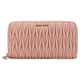 Miu Miu Matelasse Zippy Wallet Pink