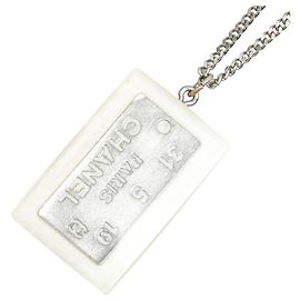 Collana Piastra Cambon di Chanel Argento Bianco