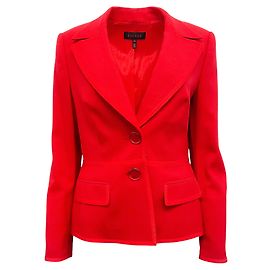 Escada Red Wool Classic Blazer Red