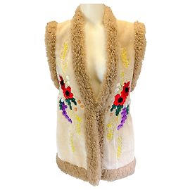 Bestickte Kunstfellweste Muveil Beige 2021 Beige