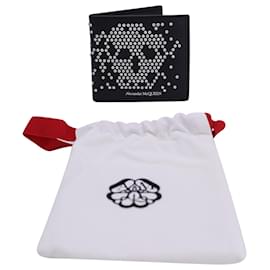 Alexander Mcqueen-Alexander McQueen Studded Skull Billfold Wallet in Black Leather-Black