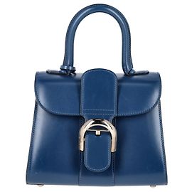 Bolsa Mini Box Brillant da Delvaux em couro azul Azul