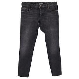 Jeans de perna reta em algodão preto com placa de logo Dolce & Gabbana Preto