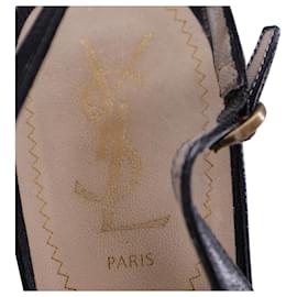 Saint Laurent-Saint Laurent YSL Vernigolf Tribtoo Slingback Pumps in Black Leather-Black