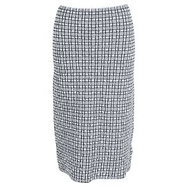 Victoria Beckham Karierte Stretch-Strick-Midirock aus blauer Viskose Blau