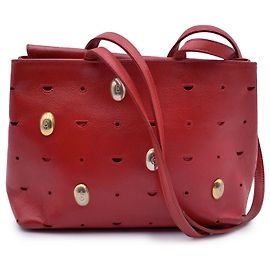 Cerruti 1881 Vintage Rote Perforierte Leder Schultertasche 1881 Rot