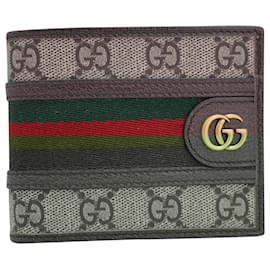 Gucci-Gucci Ophidia GG Bi-Fold Wallet in Beige Canvas-Beige