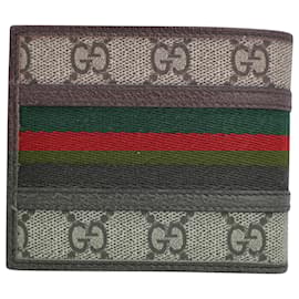Gucci-Gucci Ophidia GG Bi-Fold Wallet in Beige Canvas-Beige