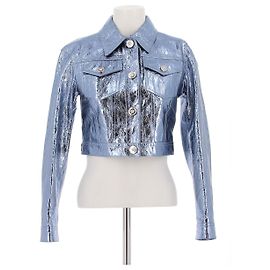 Versace Jacken T.IT 38 Leder Blau
