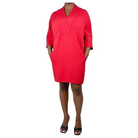 Escada Vestido midi vermelho com decote em V - tamanho UK 16 Vermelho