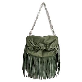 Bolsa Rockyssime de couro verde Zadig & Voltaire Prata Verde