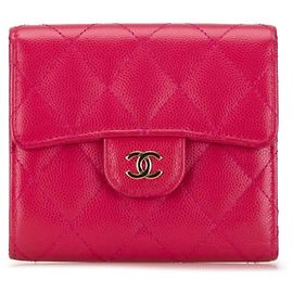 Chanel Matelasse Coco Mark Classic Small Flap Wallet Pink